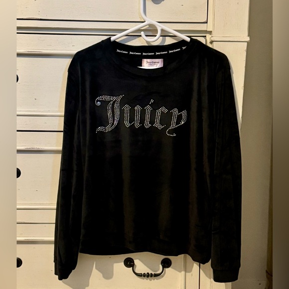 Juicy Couture Black Velour Top Women’s Size XL - Picture 8 of 9